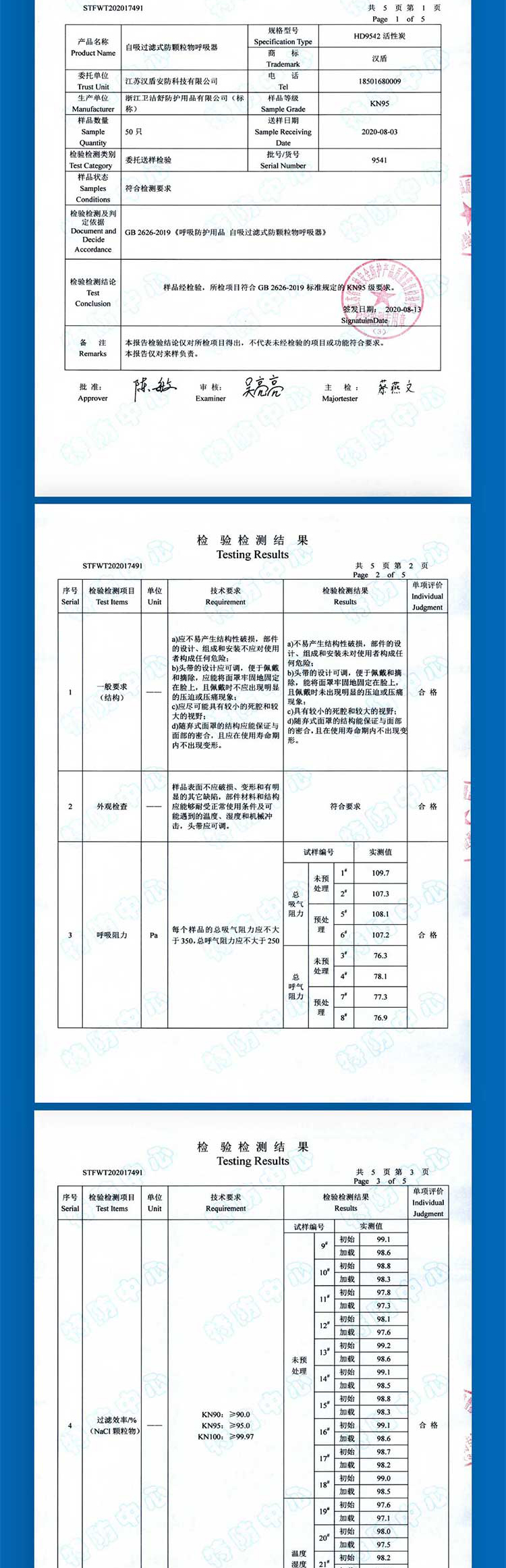 汉盾 HD9542 KN95活性炭口罩（头带式，不带阀，独立装）