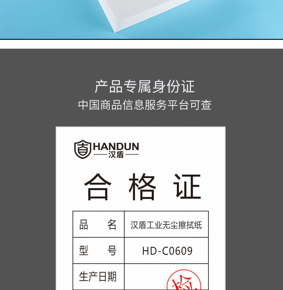 汉盾劳保批发 C0609 无尘擦拭纸 9*9英寸